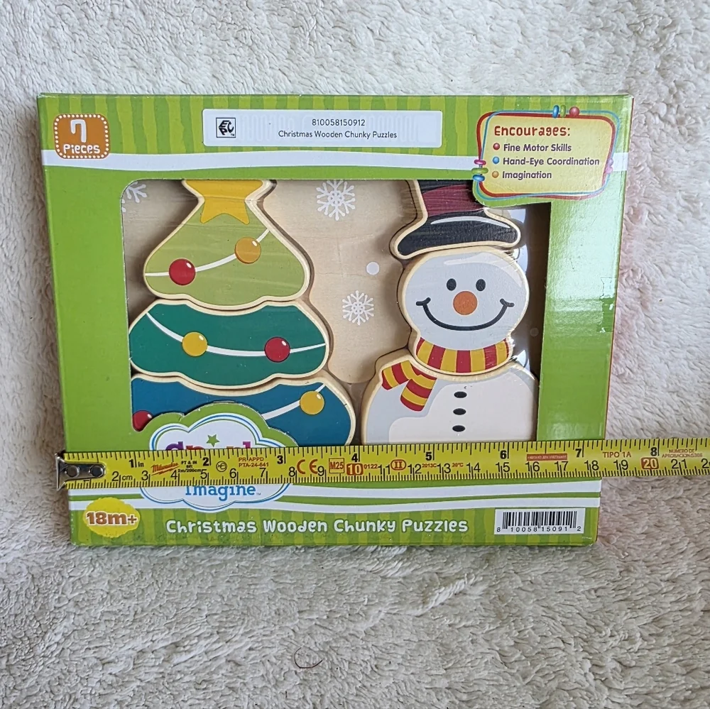 New Spark Create Imagine Christmas Wooden Chunky Puzzles, Base & 6 Puzzle Pieces